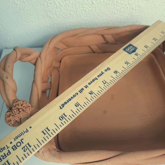 VTG Terra Cotta Woven 12" Basket MADE IN ITALY 3" High Italian Pottery READ - Picture 3 of 10